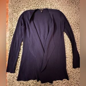 Eileen Fisher Purple Knit Italian Yarn Wool Open Cardigan Size XS